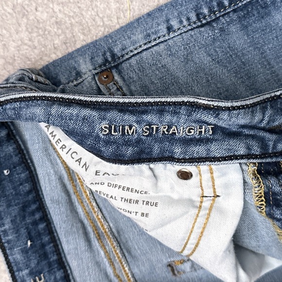 American Eagle Jeans Men's 33x29* Slim Straight Medium Wash Denim‎ Airflex Plus - Picture 4 of 10